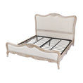 Load image into Gallery viewer, King Size Bed Frame Linen Fabric Beige Oak Wood White Washed Finish Slat Base Mattress Support