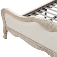 Load image into Gallery viewer, King Size Bed Frame Linen Fabric Beige Oak Wood White Washed Finish Slat Base Mattress Support