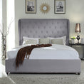 Load image into Gallery viewer, Bed Frame Queen Size in Grey Fabric Upholstered French Provincial High Bedhead