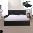 Load image into Gallery viewer, Gas Lift Queen Size Storage Bed Frame Upholstery Fabric in Black Colour with Tufted Headboard