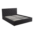 Load image into Gallery viewer, Gas Lift Queen Size Storage Bed Frame Upholstery Fabric in Black Colour with Tufted Headboard