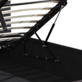 Load image into Gallery viewer, Gas Lift Queen Size Storage Bed Frame Upholstery Fabric in Black Colour with Tufted Headboard