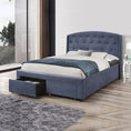 Load image into Gallery viewer, Queen Size Storage Bed Frame Upholtery Navy Blue Fabric with 2 Drawers