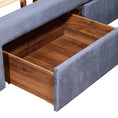 Load image into Gallery viewer, Queen Size Storage Bed Frame Upholtery Navy Blue Fabric with 2 Drawers