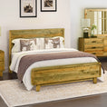 Load image into Gallery viewer, King Size Wooden Bed Frame in Solid Wood Antique Design Light Brown