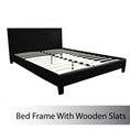 Load image into Gallery viewer, Queen Size Leatheratte Bed Frame in Black Colour with Metal Joint Slat Base