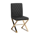 Load image into Gallery viewer, 2X Dining Chair Stainless Gold Frame & Seat Black PU Leather