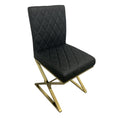 Load image into Gallery viewer, 2X Dining Chair Stainless Gold Frame & Seat Black PU Leather
