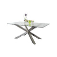 Load image into Gallery viewer, Dining Table in Crisscross Shaped High Glossy Stainless Steel Base with 12mm Tempered Glass Top
