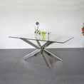 Load image into Gallery viewer, Dining Table in Crisscross Shaped High Glossy Stainless Steel Base with 12mm Tempered Glass Top