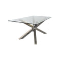 Load image into Gallery viewer, Dining Table in Crisscross Shaped High Glossy Stainless Steel Base with 12mm Tempered Glass Top