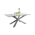 Load image into Gallery viewer, Dining Table in Crisscross Shaped High Glossy Stainless Steel Base with 12mm Tempered Glass Top