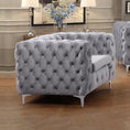 Load image into Gallery viewer, Velvet Armchair Lounge Accent Chair Upholstered Button Tufted Metal Legs Couch Sofa Seater