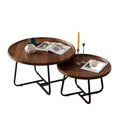 Load image into Gallery viewer, Removable Set of 2 Round Coffee Table Walnut Nesting Side End Table Furniture