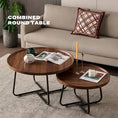 Load image into Gallery viewer, Removable Set of 2 Round Coffee Table Walnut Nesting Side End Table Furniture