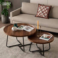 Load image into Gallery viewer, Removable Set of 2 Round Coffee Table Walnut Nesting Side End Table Furniture