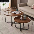 Load image into Gallery viewer, Removable Set of 2 Round Coffee Table Walnut Nesting Side End Table Furniture