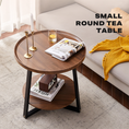 Load image into Gallery viewer, Side Round Coffee Table Retro 2-Tier Wooden Industrial Style