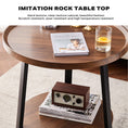 Load image into Gallery viewer, Side Round Coffee Table Retro 2-Tier Wooden Industrial Style