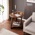 Load image into Gallery viewer, Side Round Coffee Table Retro 2-Tier Wooden Industrial Style