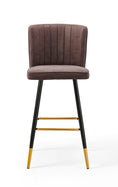 Load image into Gallery viewer, Modern Bar Chair Leather Stool Counter Brown Mid-Century Wood x 2