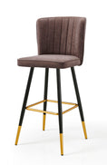 Load image into Gallery viewer, Modern Bar Chair Leather Stool Counter Brown Mid-Century Wood x 2