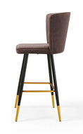 Load image into Gallery viewer, Modern Bar Chair Leather Stool Counter Brown Mid-Century Wood x 2