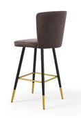 Load image into Gallery viewer, Modern Bar Chair Leather Stool Counter Brown Mid-Century Wood x 2