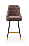 Load image into Gallery viewer, Modern Bar Chair Leather Stool Counter Brown Mid-Century Wood x 2