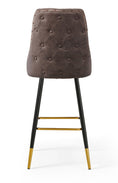 Load image into Gallery viewer, Modern Bar Chair Leather Stool Counter Brown Mid-Century Wood x 2