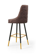 Load image into Gallery viewer, Modern Bar Chair Leather Stool Counter Brown Mid-Century Wood x 2