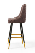 Load image into Gallery viewer, Modern Bar Chair Leather Stool Counter Brown Mid-Century Wood x 2