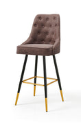 Load image into Gallery viewer, Modern Bar Chair Leather Stool Counter Brown Mid-Century Wood x 2