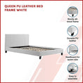 Load image into Gallery viewer, Queen PU Leather Bed Frame White