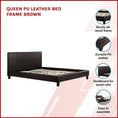 Load image into Gallery viewer, Queen PU Leather Bed Frame Brown