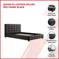 Load image into Gallery viewer, Queen PU Leather Deluxe Bed Frame Black