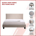 Load image into Gallery viewer, Queen Linen Fabric Bed Frame Beige