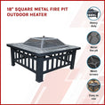 Load image into Gallery viewer, 18" Fire Pit BBQ Heater Charcoal Wood Square Portable Grill Cooking Camping Outdoor