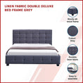 Load image into Gallery viewer, Linen Fabric Double Deluxe Bed Frame Grey