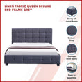 Load image into Gallery viewer, Linen Fabric Queen Deluxe Bed Frame Grey