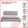 Load image into Gallery viewer, Linen Fabric King Deluxe Bed Frame Beige