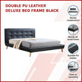 Load image into Gallery viewer, Double PU Leather Deluxe Bed Frame Black