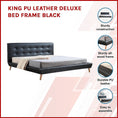 Load image into Gallery viewer, King PU Leather Deluxe Bed Frame Black