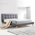 Load image into Gallery viewer, Double Linen Fabric Deluxe Bed Frame Grey