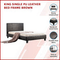 Load image into Gallery viewer, King Single PU Leather Bed Frame Brown