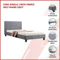 Load image into Gallery viewer, King Single Linen Fabric Bed Frame Grey