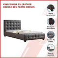Load image into Gallery viewer, King Single PU Leather Deluxe Bed Frame Brown
