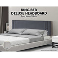 Load image into Gallery viewer, Linen Fabric King Bed Deluxe Headboard Bedhead - Grey