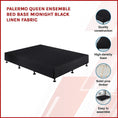 Load image into Gallery viewer, Palermo Queen Ensemble Bed Base Midnight Black Linen Fabric