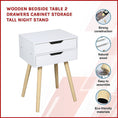 Load image into Gallery viewer, Wooden Bedside Table 2 Drawers Cabinet Storage Tall Night Stand